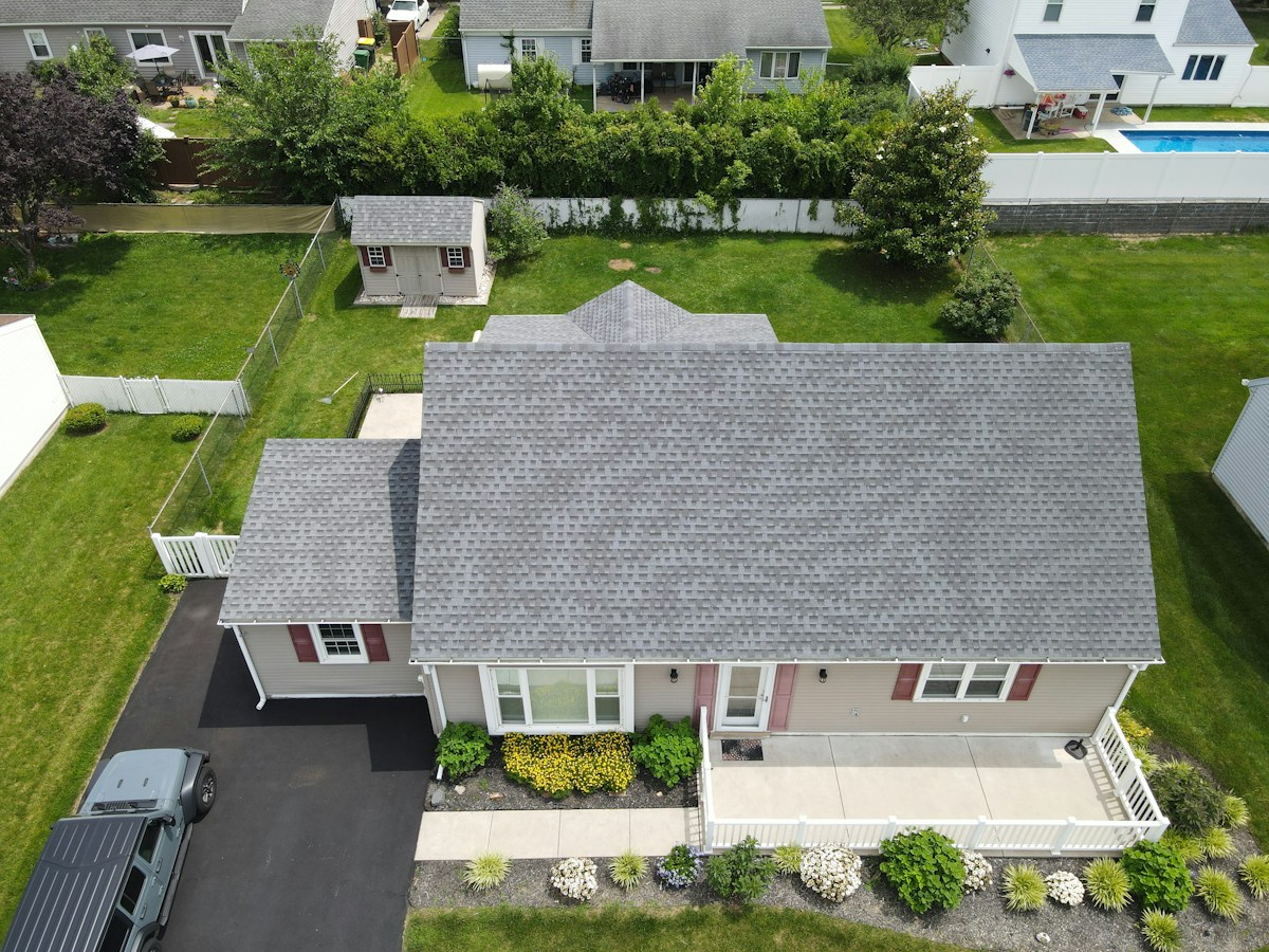 Overhead view of the roof planes and edges of a Pennsylvania house